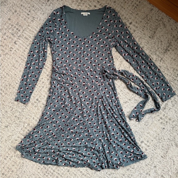 Boden Silvia Long Sleeve Faux Wrap Jersey Knit Dress - Floral Print - Size 12 - Picture 3 of 6